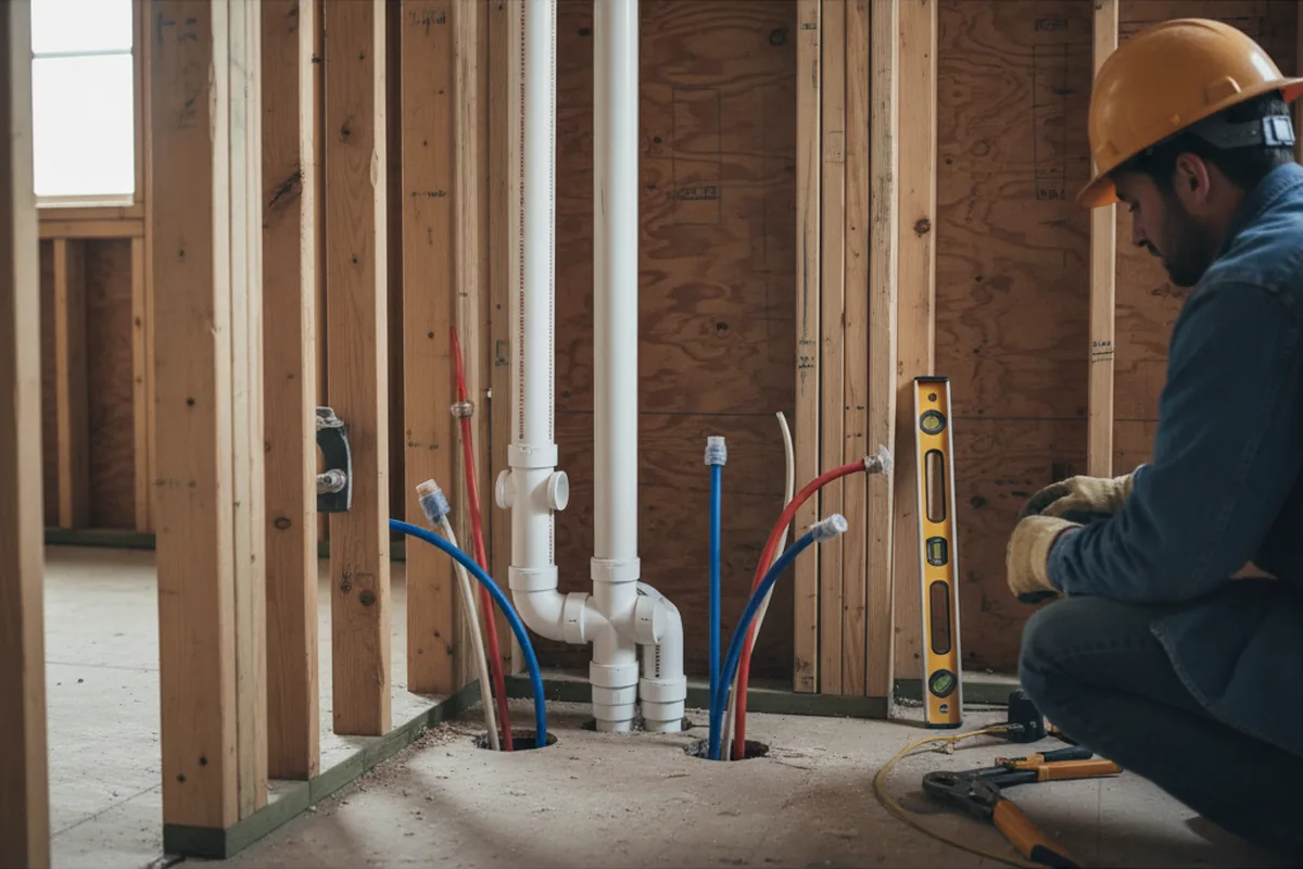Drain and supply rough-in during Drain Cleaning in Glasco