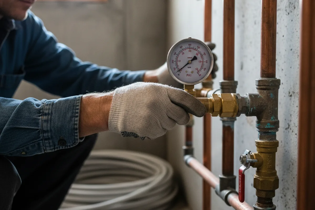 Pressure testing a repaired line during Water Line Repair in Glasco